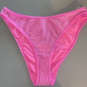 Pink Shimmer High Waisted Swim Bottom